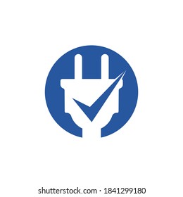 Diseño del logotipo del vector de la marca eléctrica y de la marca de verificación.