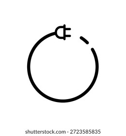 Enchufe eléctrico con el cable circular, icono del Vector de la línea del conector de alimentación	