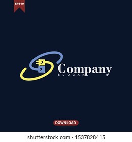 Electric plug combine with initial letter S concept logo icon vector design