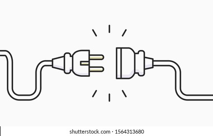 Electric Plug connect concept socket. Get connected or disconnect vector power plug cable illustration.