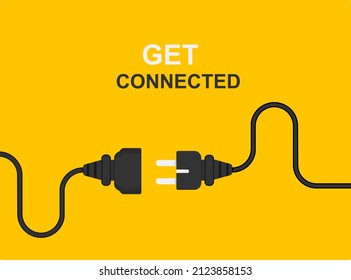 Electric Plug connect concept socket. Get connected or disconnect vector power plug cable illustration.