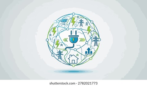 Electric plug connected to earth globe