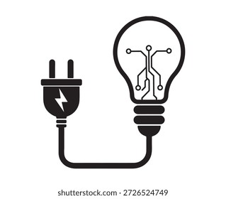 Elektrischer Stecker mit einer Glühbirne verbunden, mit Schaltkreisinnenseite