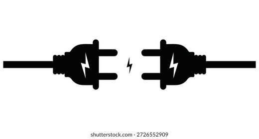 Elektrische Steckverbindung Silhouettensymbol mit Hintergrund für Energie- und Energiekonzepte.