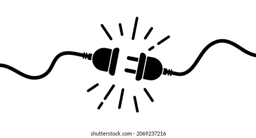 Electric plug connection. Vector illustration. Electricity concept