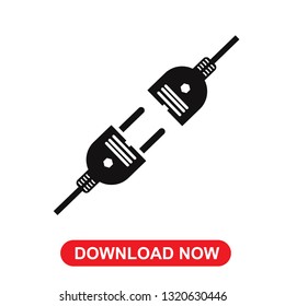 Electric plug and cord icon set