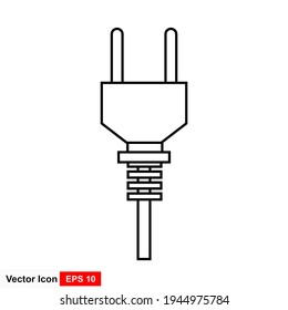 Electric plug disconnect.  electric plug and outlet socket unplugged flat icon for page. e Circuit of plug connect off Wire, cable of energy disconnect. vector