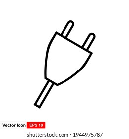 Electric plug disconnect.  electric plug and outlet socket unplugged flat icon for page. e Circuit of plug connect off Wire, cable of energy disconnect. vector