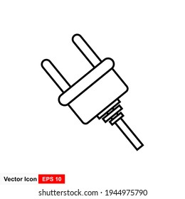 Electric plug disconnect.  electric plug and outlet socket unplugged flat icon for page. e Circuit of plug connect off Wire, cable of energy disconnect. vector