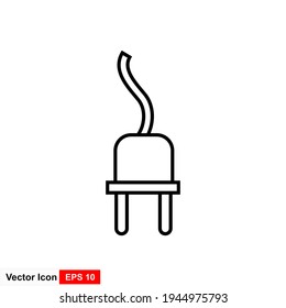 Electric plug disconnect.  electric plug and outlet socket unplugged flat icon for page. e Circuit of plug connect off Wire, cable of energy disconnect. vector