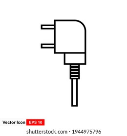 Electric plug disconnect.  electric plug and outlet socket unplugged flat icon for page. e Circuit of plug connect off Wire, cable of energy disconnect. vector