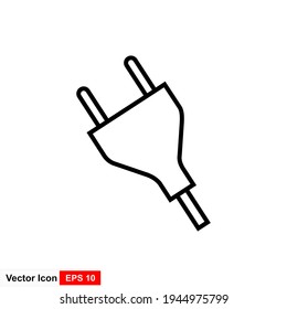 Electric plug disconnect.  electric plug and outlet socket unplugged flat icon for page. e Circuit of plug connect off Wire, cable of energy disconnect. vector