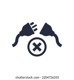 electric plug disconnected from socket icon, vector