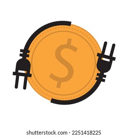 Electric plug and dollar icon. rising electricity prices. editable vector.
