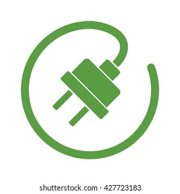 electric plug, ecology green icons set on white background
