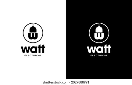 Electric Plug Electrical with Initial Letter W Logo Design Inspiration
