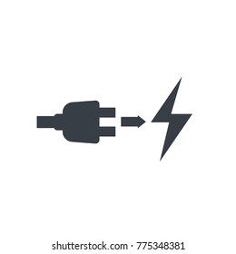 electric plug, electricity icon on white