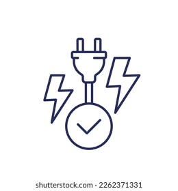enchufe eléctrico, icono de línea de electricidad