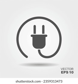 Electric plug. Flat house icon with shadow. Vector Illustration
