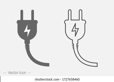 Elektrische Stecker flach und Linie Icon. Isolierte Vector-Abbildung.