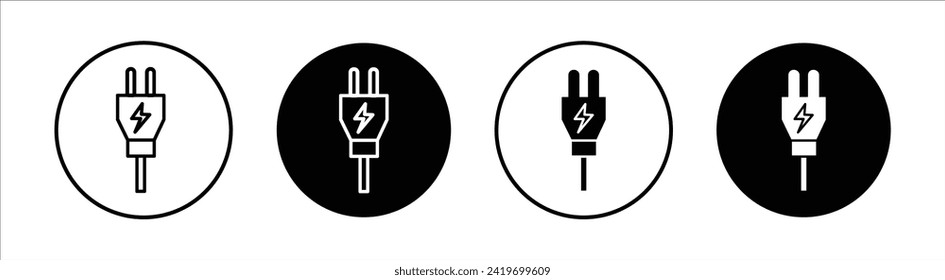 Electric plug flat line icon set. Electric plug Thin line illustration vector