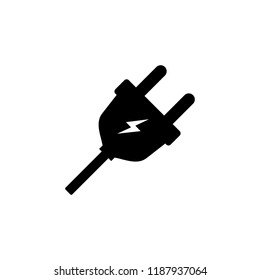 Electric Plug. Flat Vector Icon. Simple black symbol 