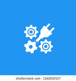 electric plug with gears, cogwheels icon