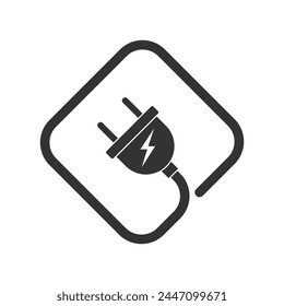 Electric plug graphic icon. Electricity power sign isolated on white background. Vector illustration