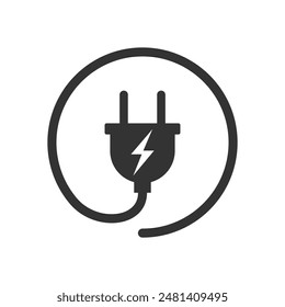 Electric plug graphic icon. Electricity power sign isolated on white background. Vector illustration