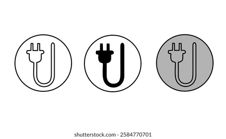 Electric plug graphic icon. Electricity power sign isolated on white background. Vector illustration