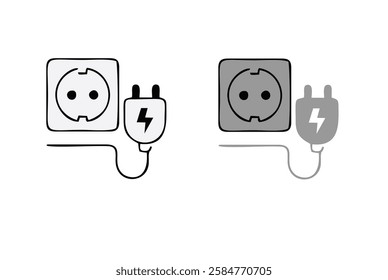 Electric plug graphic icon. Electricity power sign isolated on white background. Vector illustration