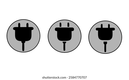 Electric plug graphic icon. Electricity power sign isolated on white background. Vector illustration