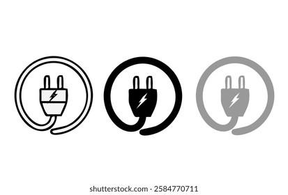 Electric plug graphic icon. Electricity power sign isolated on white background. Vector illustration