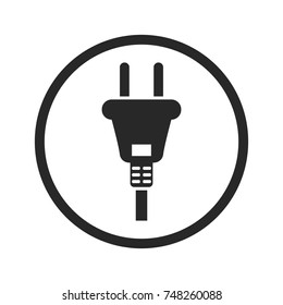 Electric plug icon, black isolated on white background, vector illustration.
