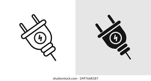 Electric plug icon Black line art vector logo set