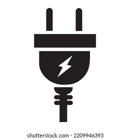 electric plug icon, black vector pictogram