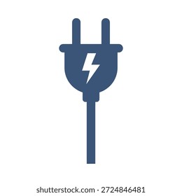 Icono de enchufe eléctrico diseño de Vector plano azul símbolo de cable de alimentación enchufe de conexión de energía voltaje elemento gráfico signo