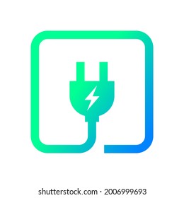 Electric plug icon with cable, Power charging energy sign, Electricity technology and device concept, Isolated on white background, Vector illustration