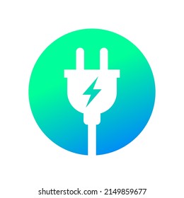 Electric plug icon with cable, Power charging energy sign, Electricity technology and device concept, Isolated on white background, Vector illustration