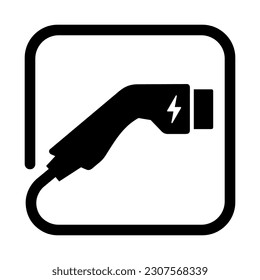 Icono de enchufe eléctrico con cable, señal de energía de carga de energía, tecnología de electricidad y concepto de dispositivo, aislado en fondo blanco, ilustración de vector