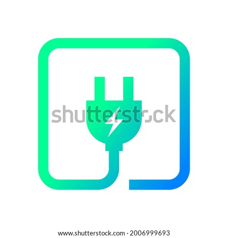 Electric plug icon with cable, Power charging energy sign, Electricity technology and device concept, Isolated on white background, Vector illustration