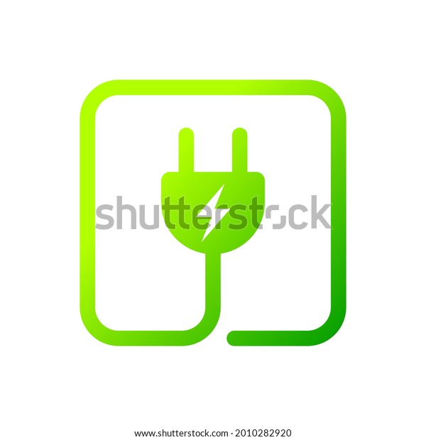 Electric plug icon with cable, Power\
charging energy sign, Electricity technology and device concept,\
Isolated on white background, Vector\
illustration