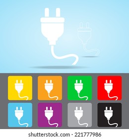 Electric plug icon with color variations, vector EPS 10.