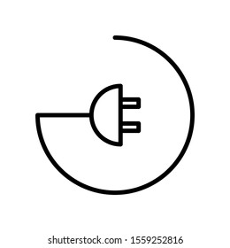 Electric plug icon. Concept of power supply. Outline thin line flat illustration. Isolated on white background. 