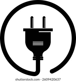 Electric plug icon. Connection, socket with a plug vector symbol isolated on transparent background. Electricity wire cord sign. Electrical symbol element. Vector stock illustration.