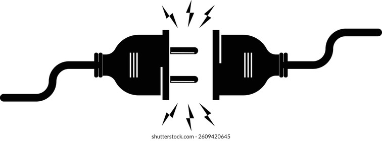 Electric plug icon. Connection, socket with a plug vector symbol isolated on transparent background. Electricity wire cord sign. Electrical symbol element. Vector stock illustration.