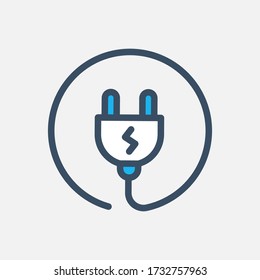 Electric plug icon designed in a flat style