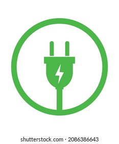 Electric plug icon. Electrical plug with lighting symbol. Green energy logo or icon vector design template with electric plugs 