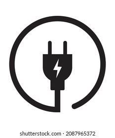 Electric plug icon. Electrical plug with lighting symbol. Green energy logo or icon vector design template with electric plugs 