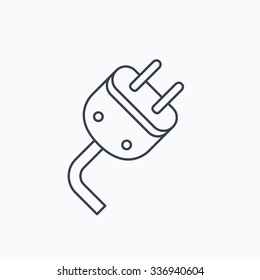 Electric plug icon. Electricity power sign. Cord energy symbol. Linear outline icon on white background.